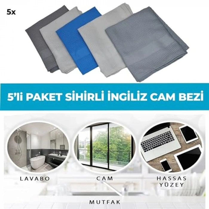 5li krofiber tezlik bezi, çok amaçlı, 60x40 cm ölçüsünde