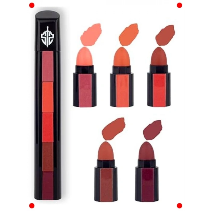 5li Matruşka Tasarımlı Renkli Ruj Seti