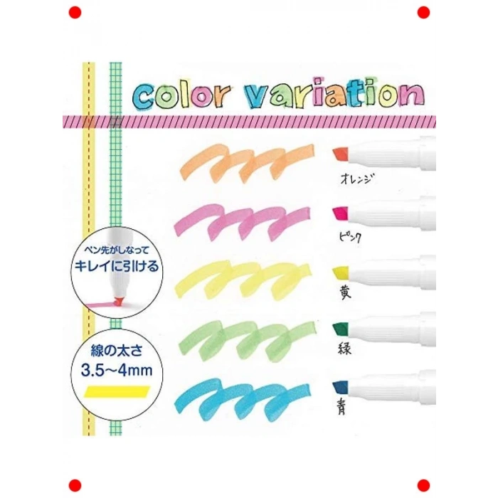 5li Renkli Fosforlu Kalem Seti