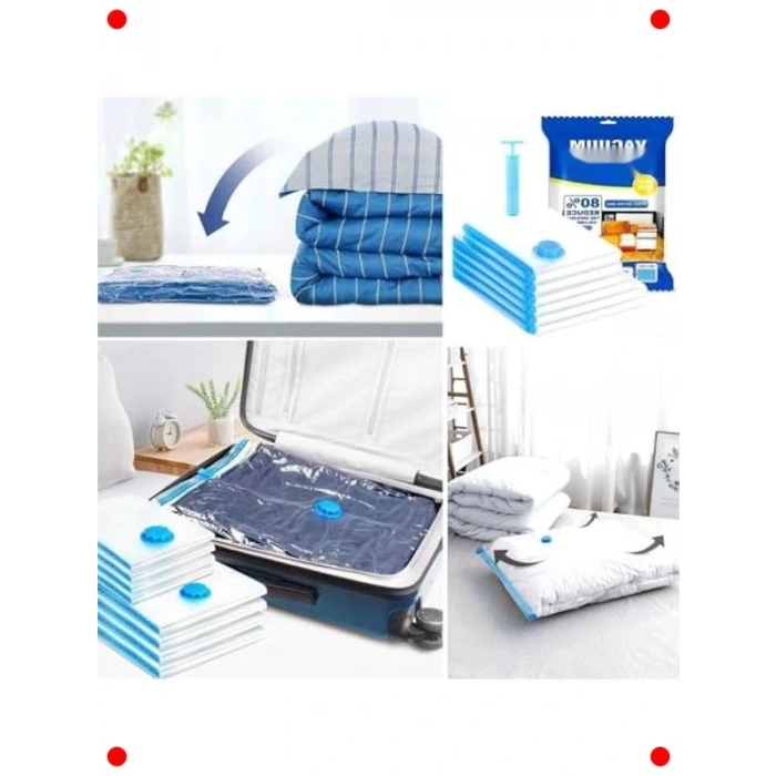 5li Vakum Saklama Torbası Seti + El Pompası