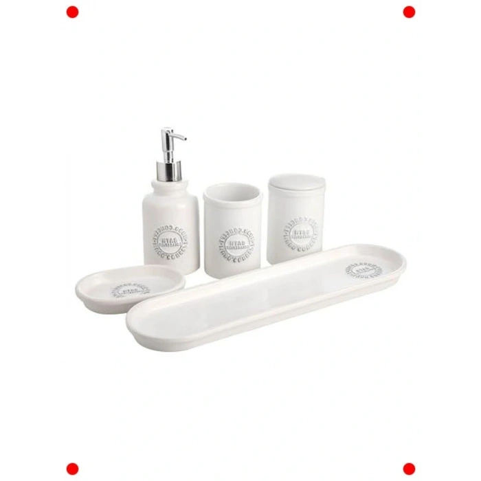 5li Vintage Tarzı Kutu Banyo Aksesuar Seti