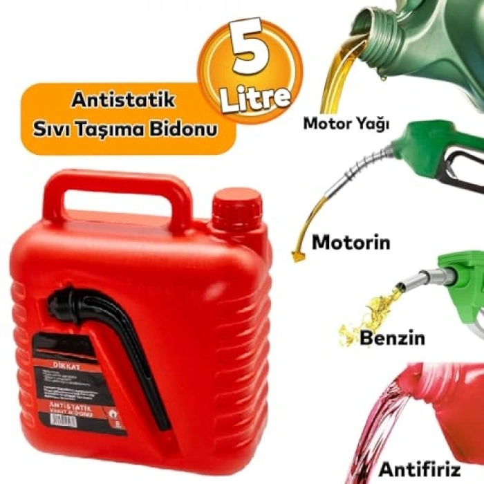 5 Litre Kapasiteli Antistatik Plastik Benzin Bidonu