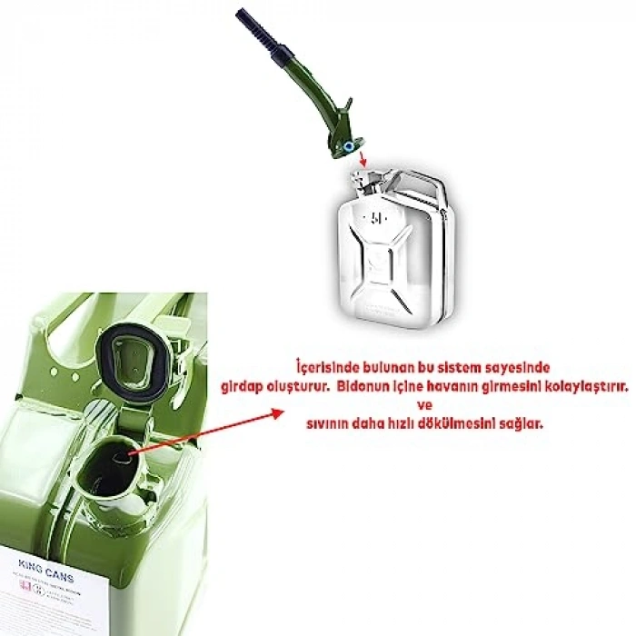 5 Litre Metal Akaryakıt Taşıma ve Doldurma Bidonu