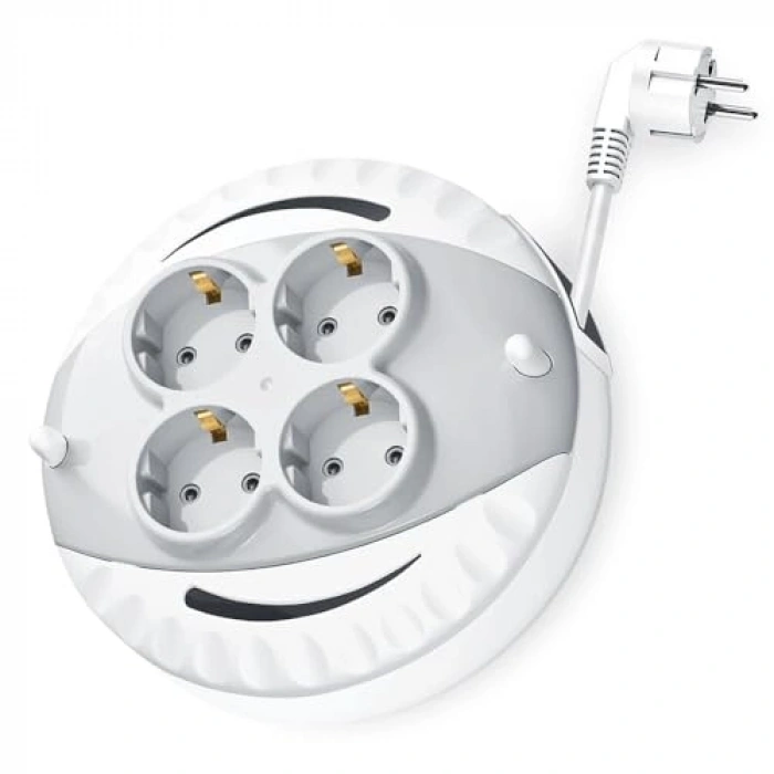 5 Metre Makaralı Dörtlü Grup Priz, 3x1mm Bakır Kablo