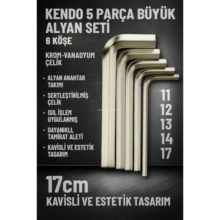 5 parçalı alyan anahtar seti, dayanıklı çelik