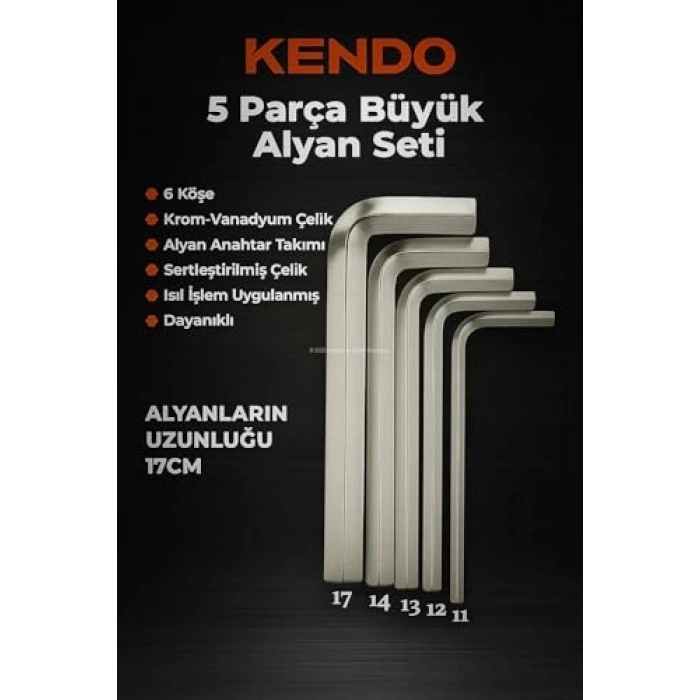 5 parçalı alyan anahtar seti, dayanıklı çelik