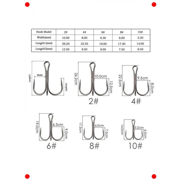 50 Adet Karbon Çelik 3lü Olta İğne Seti
