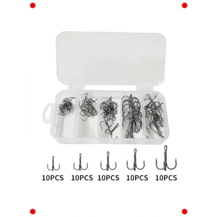 50 Adet Karbon Çelik 3lü Olta İğne Seti