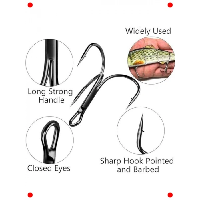 50 Adet Karbon Çelik 3lü Olta İğne Seti