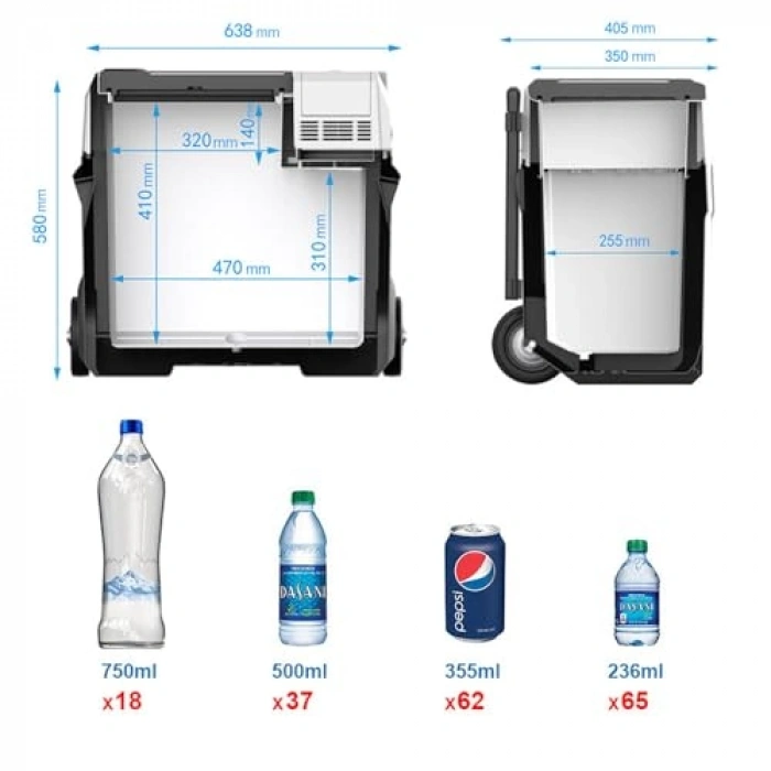 50 Litre Kompresörlü Tekerlekli Araç Buzdolabı