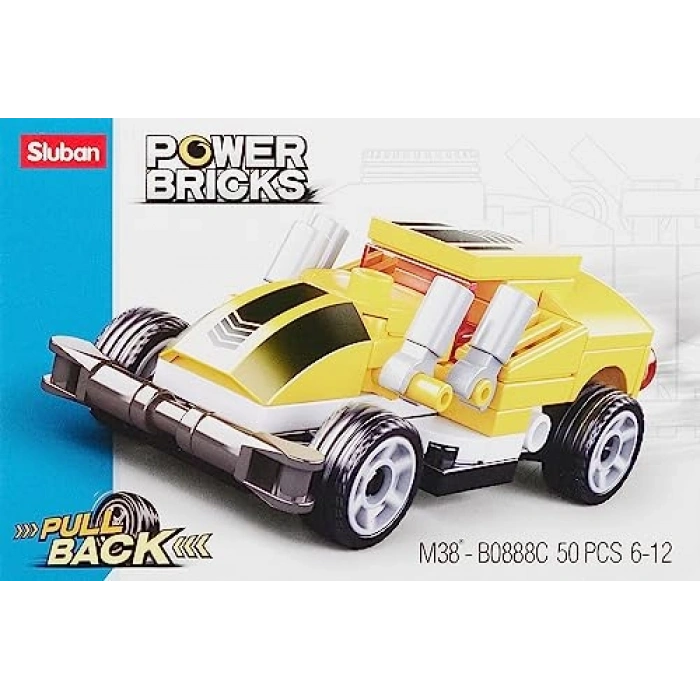 50 Parça Sarı Spor Araba Yapım Seti ile Eğlence