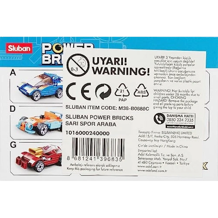 50 Parça Sarı Spor Araba Yapım Seti ile Eğlence