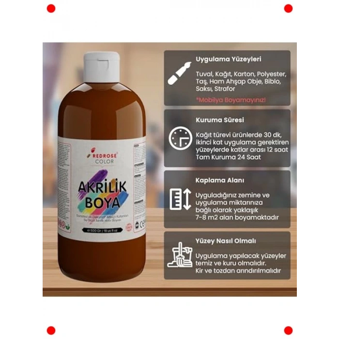 500 gr Kahverengi Sanatsal Akrilik Boya