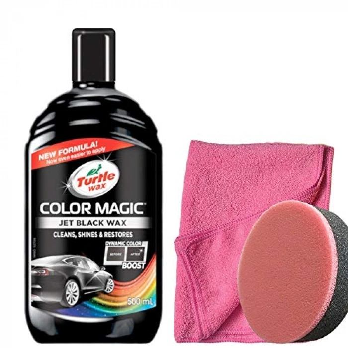 500 ml Jet Black Renkli Cila, Pasta Cila Süngeri ve 3 Bez ile