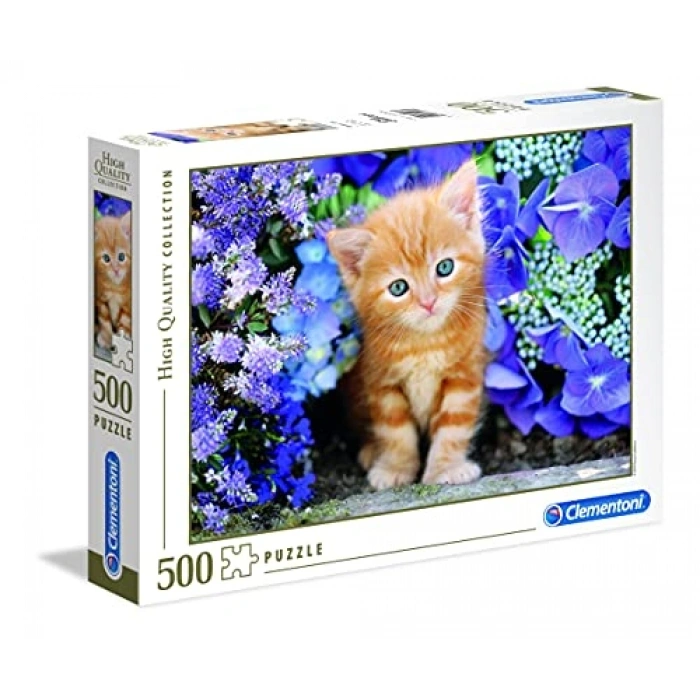 500 Parça Yetişkin Puzzle, Ginger Cat In Flowers Temalı