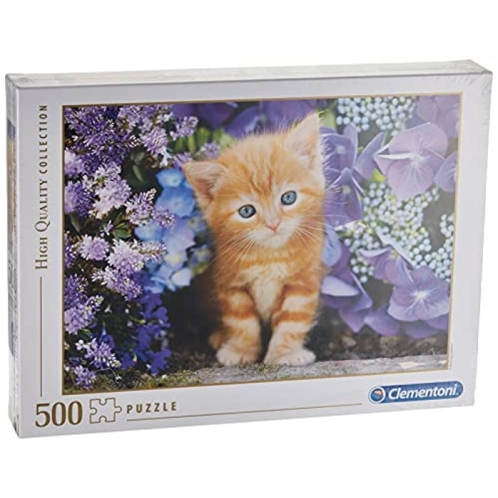 500 Parça Yetişkin Puzzle, Ginger Cat In Flowers Temalı