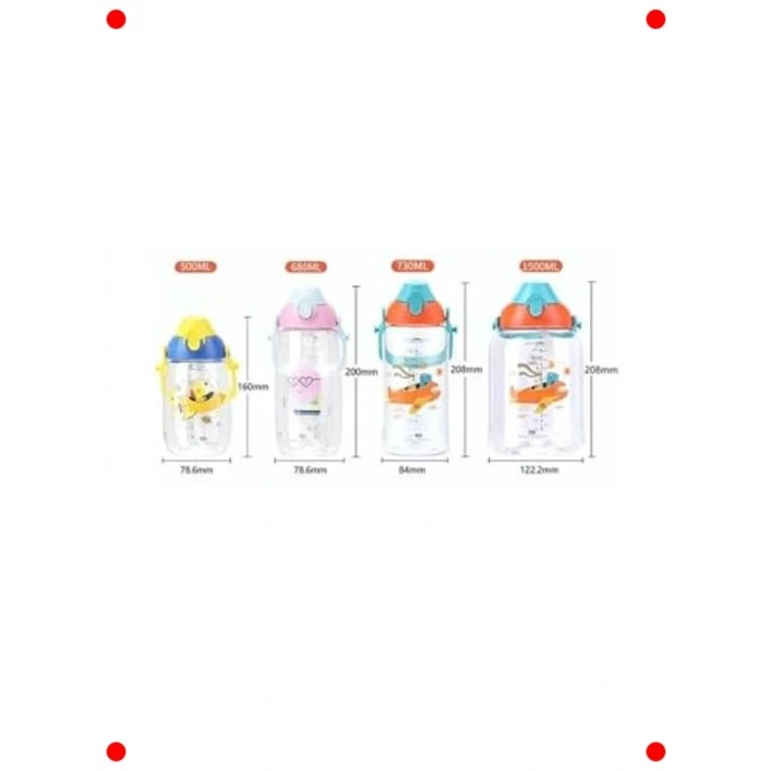 500ml Askılı Pipetli Çocuk Su Matarası