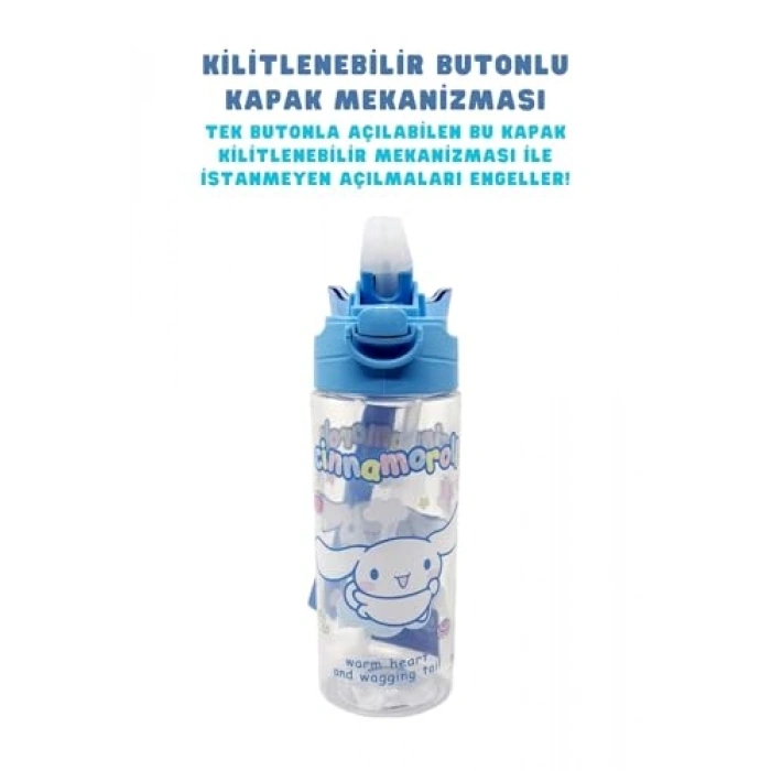500ml Kapasiteli Temalı Silikon Pipetli Su Matarası, Kilitli