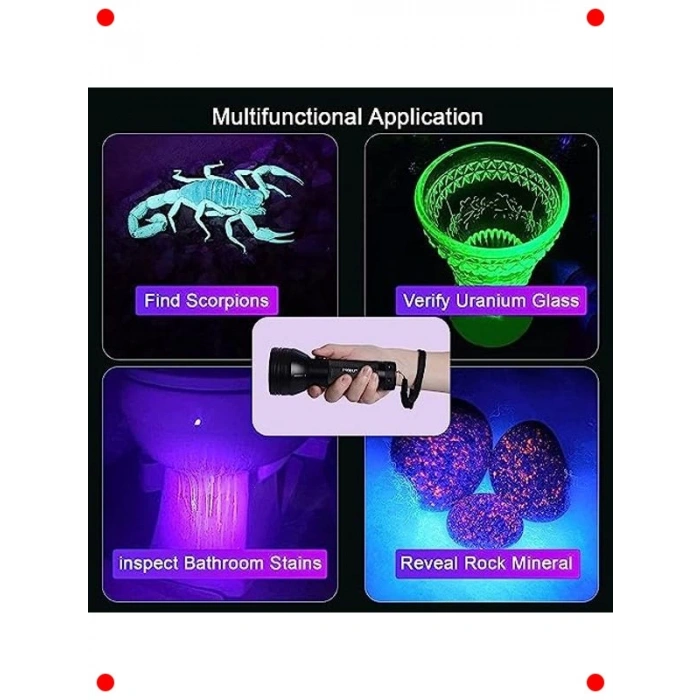 51 LED Mor Işık UV Algılayıcı Fener