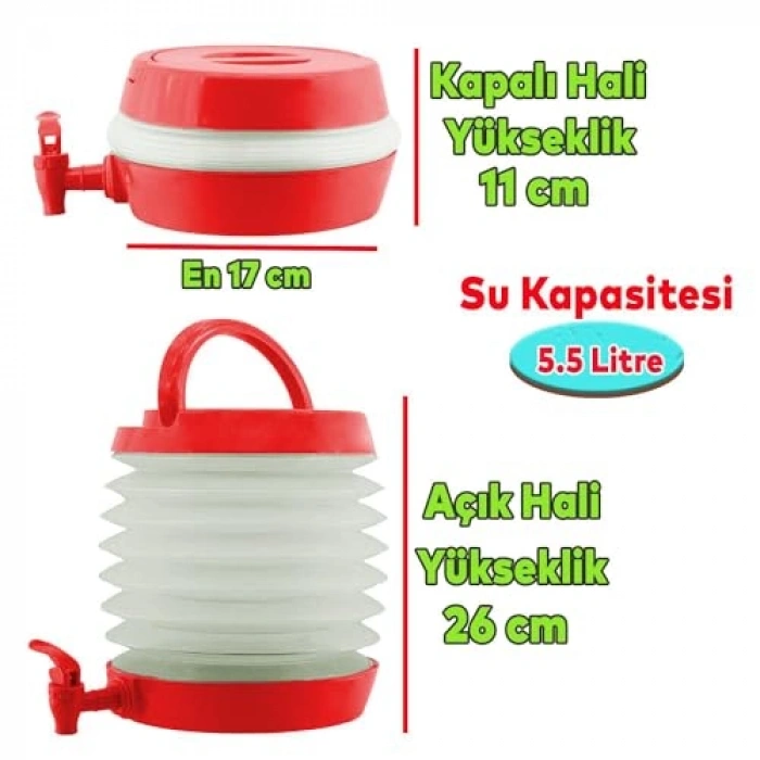 5.5 Litre Kapasiteli Katlanabilir Su Sebili, Piknik İçin Pratik