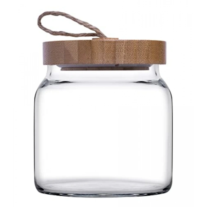 575 cc Kapasiteli Şeffaf Ahşap Kapaklı Kavanoz