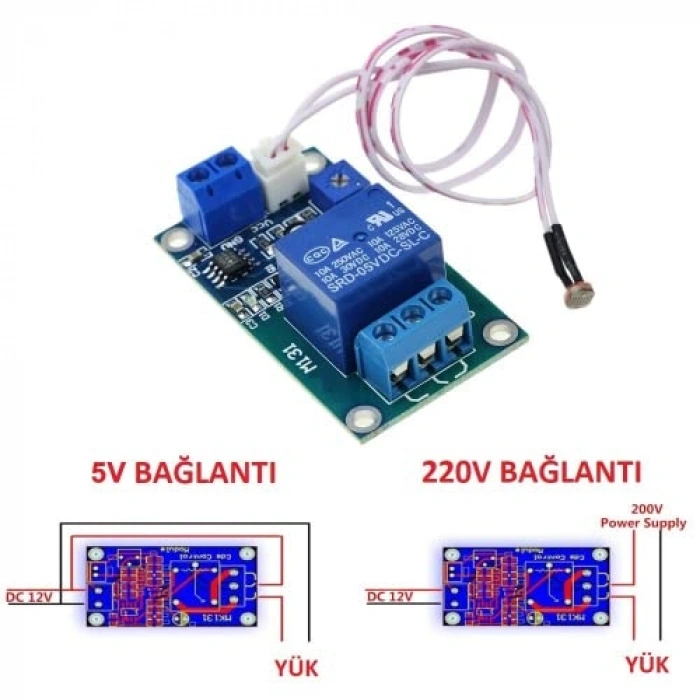 5V LDR Işık Kontrol Rölesi, Gündüz ve Gece Algılayıcı