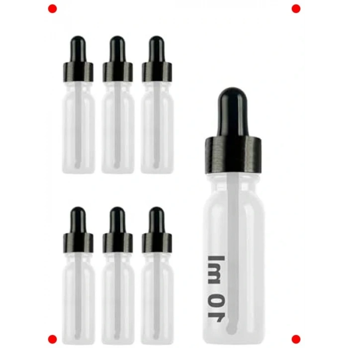 6 Adet 10ml Cam Damlalık Şişe Siyah Kapaklı