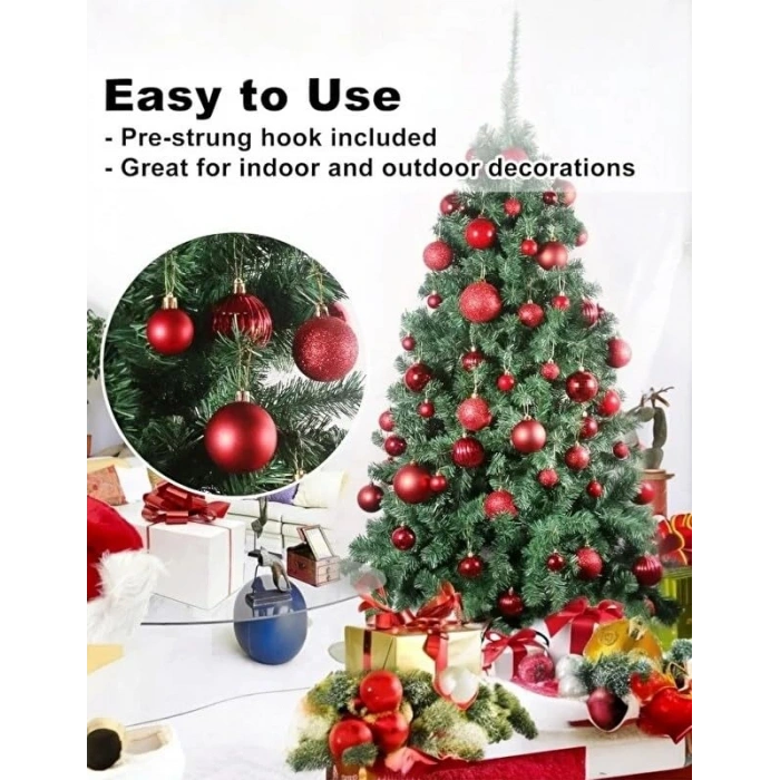 6 Adet Kırmızı 5 cm Yılbaşı Süs Topu