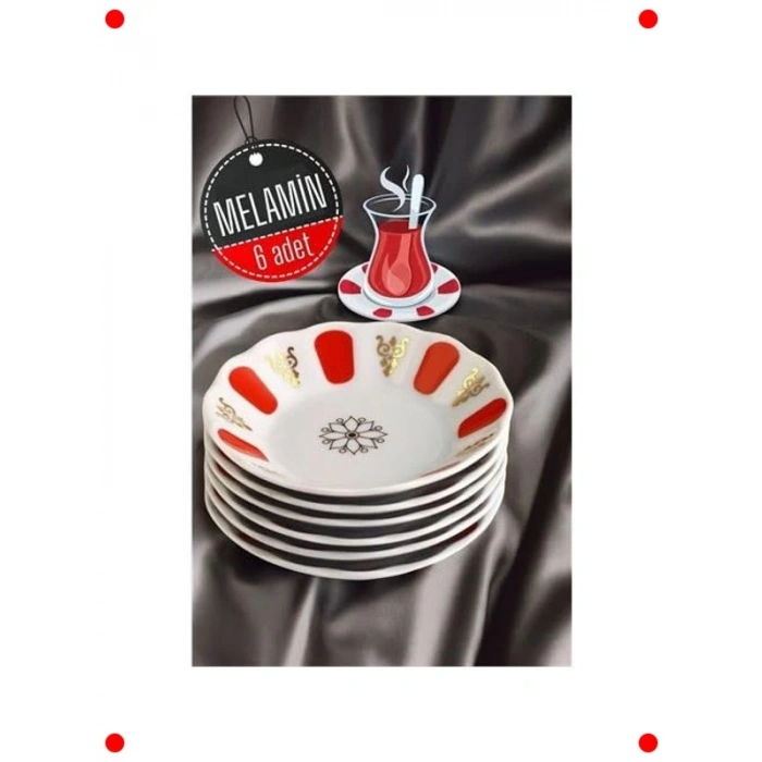6 Adet Melamin Çay Tabağı Seti