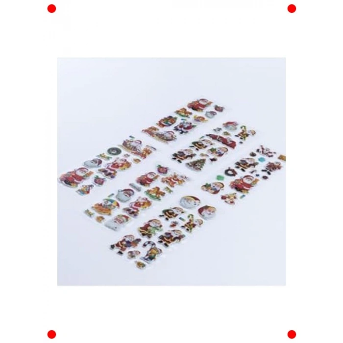 6 Adet Noel Temalı Kabartmalı Dekoratif Çıkartma Seti