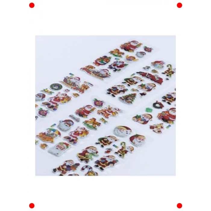 6 Adet Noel Temalı Kabartmalı Dekoratif Çıkartma Seti