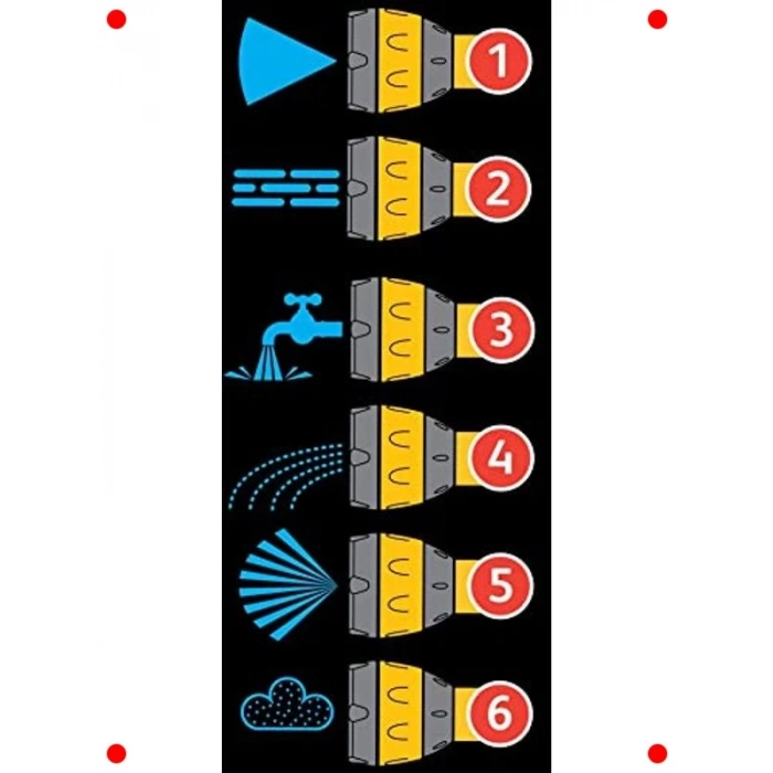 6 Ayarlı Yuvarlak Başlıklı Hortum Tabancası