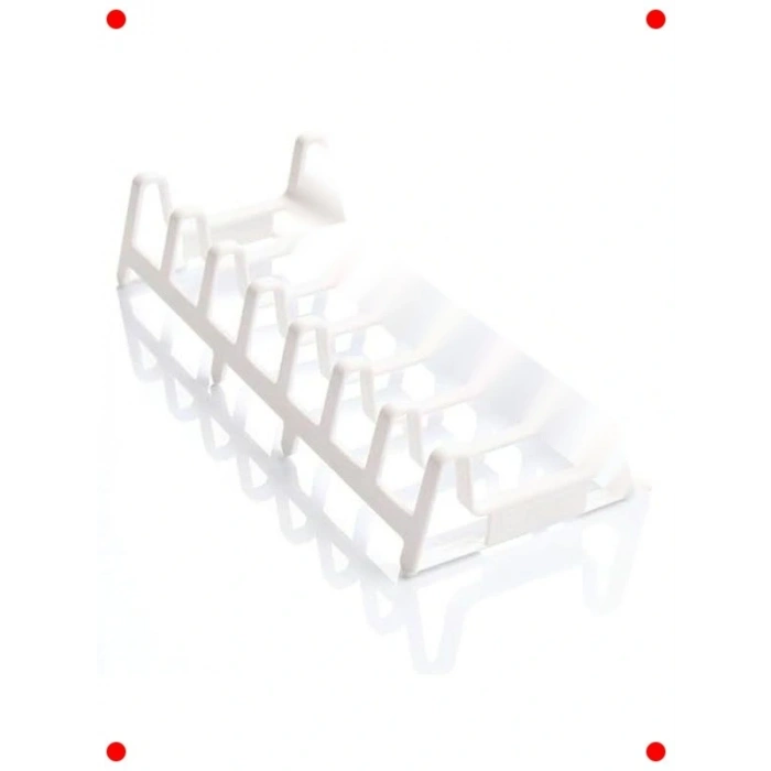 6 Bölmeli Çok Amaşlı Plastik Tabak Rafı - Mutfak (Beyaz)