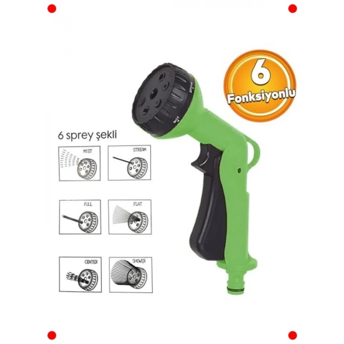6 Fonksiyonlu Otomatik Araba Yıkama ve Bahçe Sulama Tabancası
