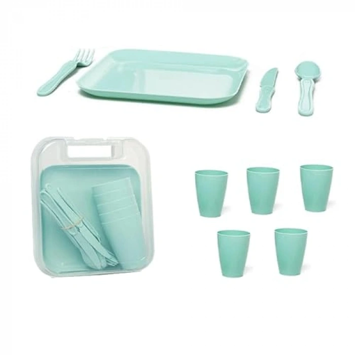 6 Kişilik Piknik Seti, 31 Parça Çatal, Bıçak ve Tabak İçerir
