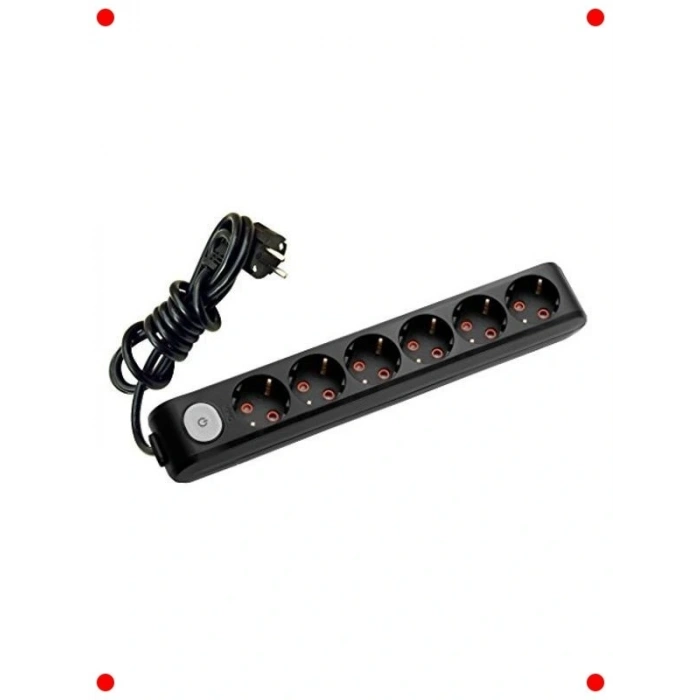 6lı Anahtarlı Çocuk Korumalı 3 Metre Uzatma Kablosu