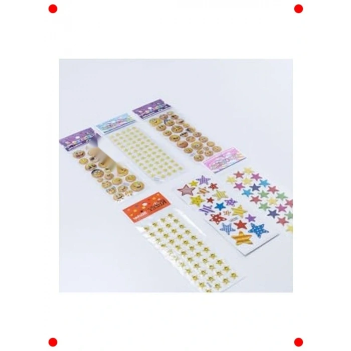 6lı Kabartmalı Sticker Seti: Yıldızlar ve Emojiler