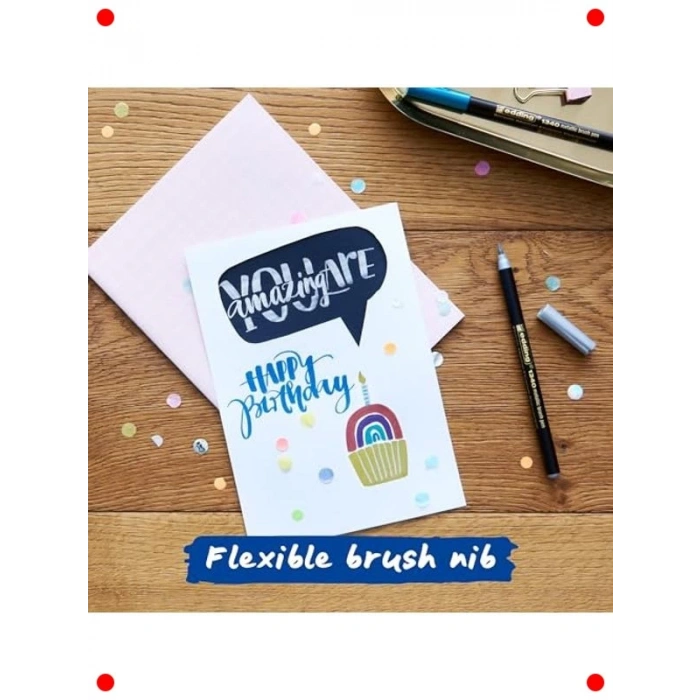 6lı Metalik Fırça Uçlu Keçeli Kalem Seti