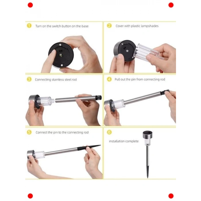 6lı Solar LED Dış Mekan Bahçe Aydınlatma Seti