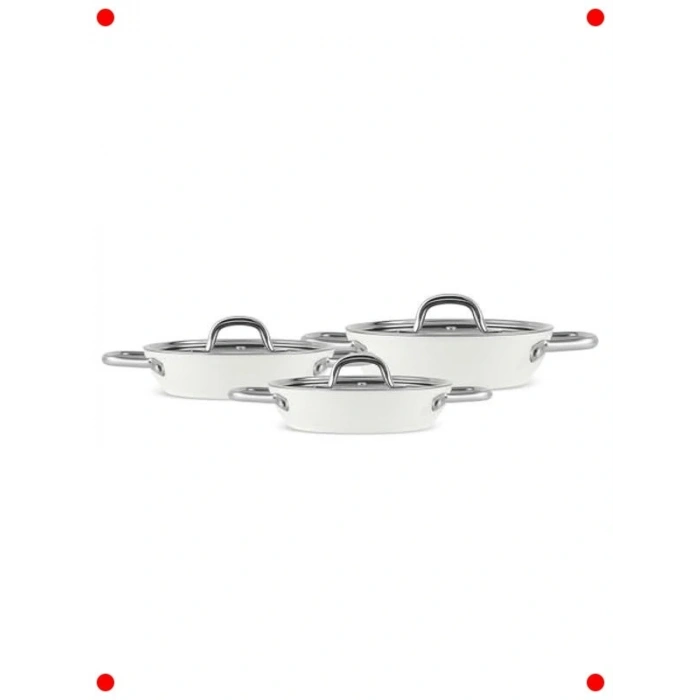 6 Parça Krem Rengi Yapışmaz Sahan Seti