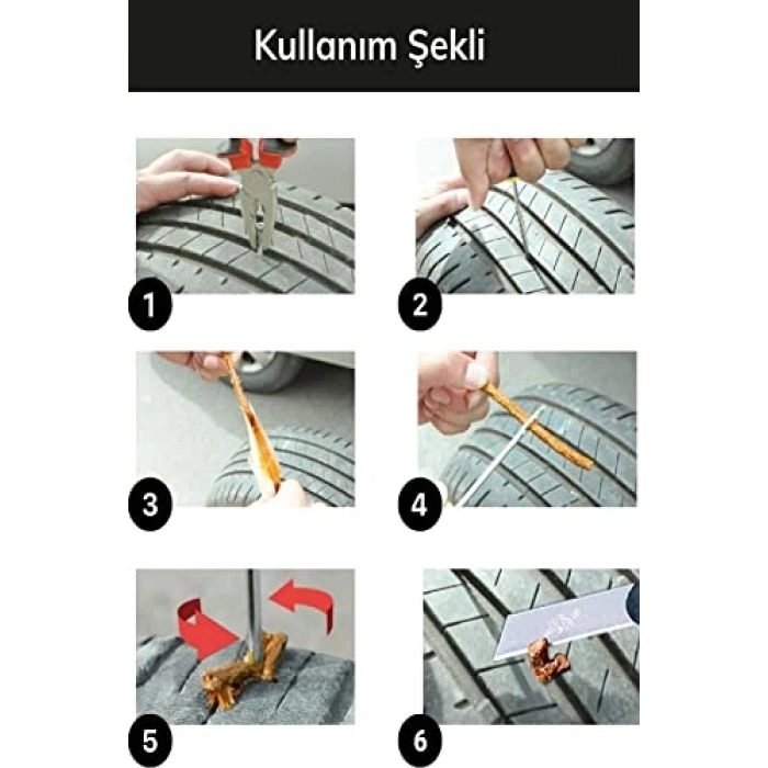6 Parça Lastik Tarama Seti, Otomobil ve Bisiklet İçin
