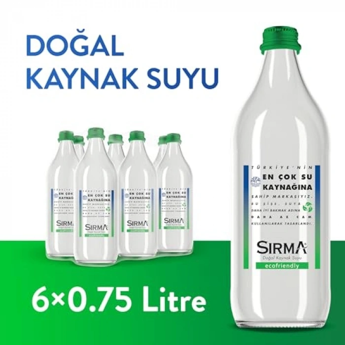 6 x 750 ml Kapasiteye Sahip Cam Su Şişesi