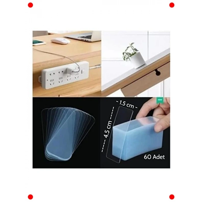 60 Adet Yeniden Kullanılabilir Çift Taraflı Montaj Bandı