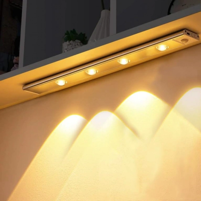 60 cm LED Şerit Aydınlatma - 3 Renk Modlu, Sensörlü ve Sürekli Işık Seçenekleri