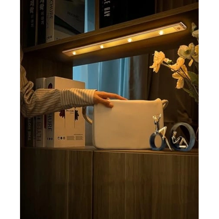 60 cm LED Şerit Aydınlatma - 3 Renk Modlu, Sensörlü ve Sürekli Işık Seçenekleri