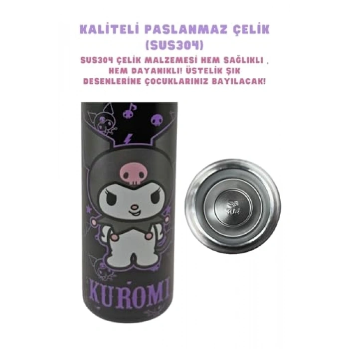 600ml Paslanmaz Çelik Termos, Kilitlenebilir Kapak ve Siyah