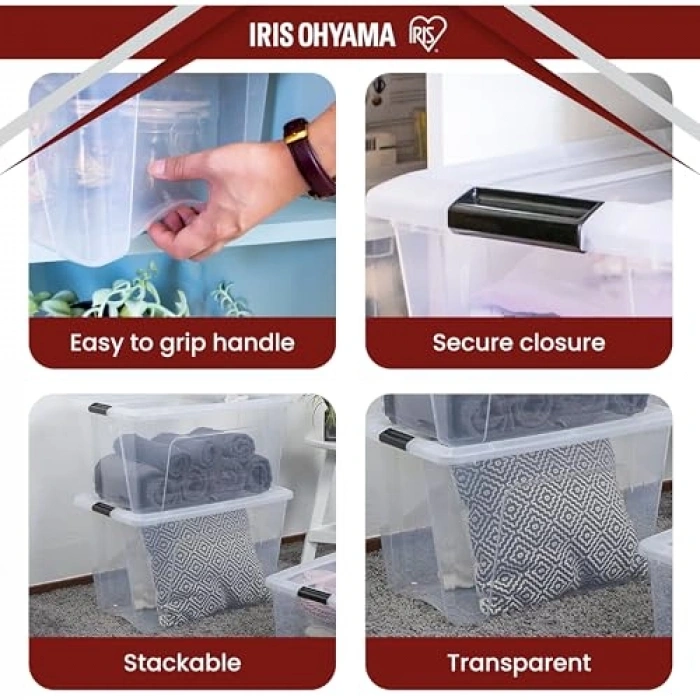 60L Kapasiteli 4lü Kapaklı Saklama Kutusu Seti