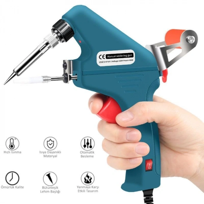 60W Tetikli Otomatik Havya Lehim Tabancası Seti, 5 Parça