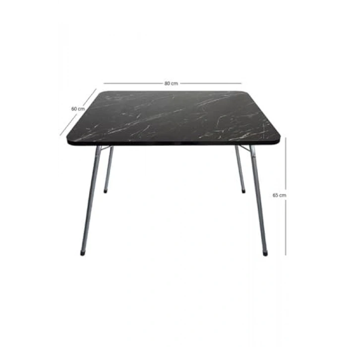 60X80 Granit Desenli Katlanır Masa ve Sandalye Seti