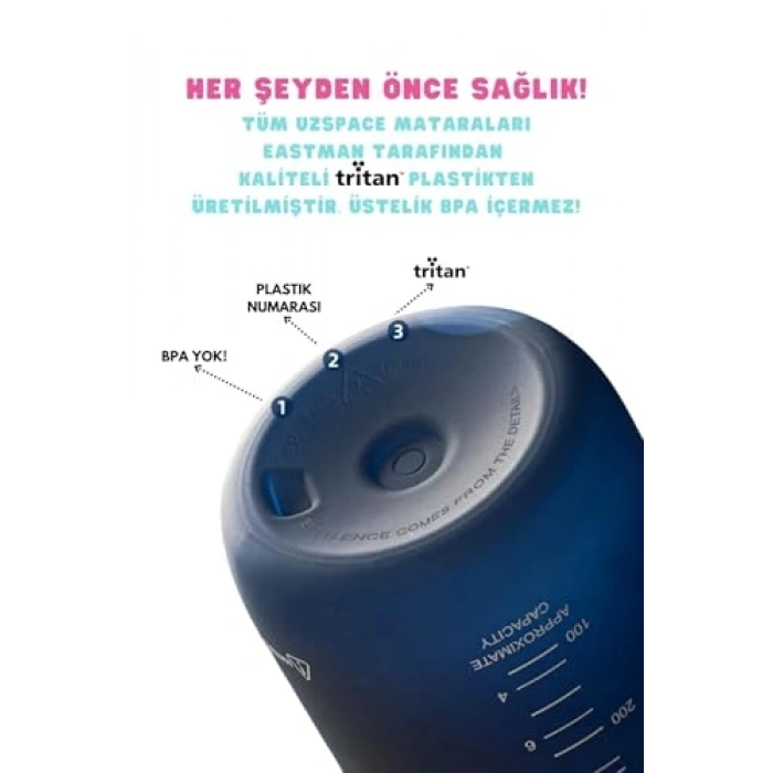 650 ml Kapasiteli Motivasyonel Su Matarası, Çift Renkli